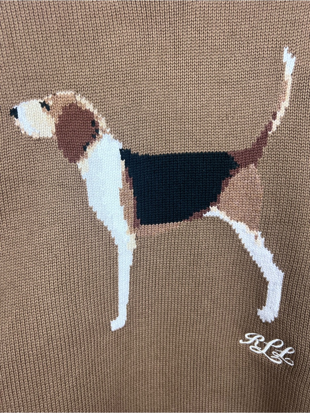 Lauren Ralph Lauren Dog Intarsia-Knit Beagle Cotton Sweater XXL Honey Tan - Picture 7 of 8